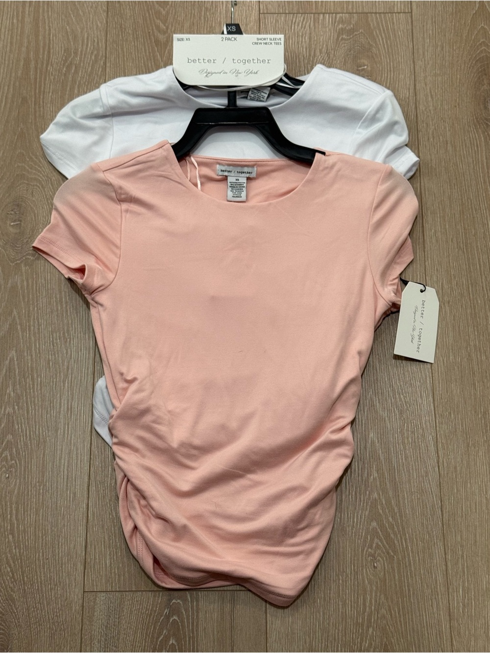 Better Together Women's Short Sleeve Crew Neck Tee - Pink & White (2-Pack)